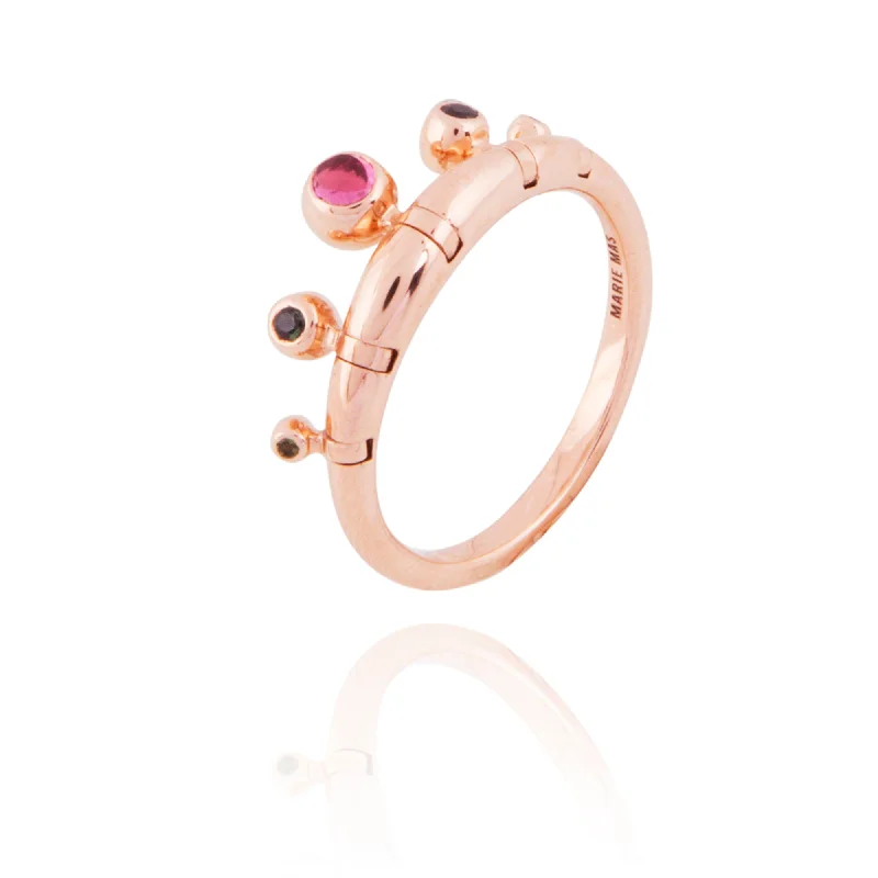 Topaz Gemstone Rings in 10K Gold with a Channel - Set Design for a Contemporary and Durable OptionSwinging Pampille 18K Rosegold Ring w. Diamond & Tourmalines