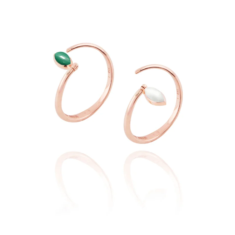 Turquoise Gemstone Rings in 925 Silver with a Southwestern - Inspired Design for a Rustic CharmSwinging Spiral 18K Rosegold Ring w. Malachite & Pearl