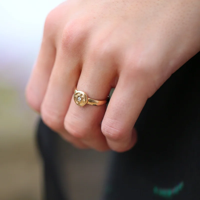 Halo Engagement Rings with a Cushion - Cut Center Diamond and Rose Gold BandMine Howe Diamond Ring in 9ct Yellow Gold