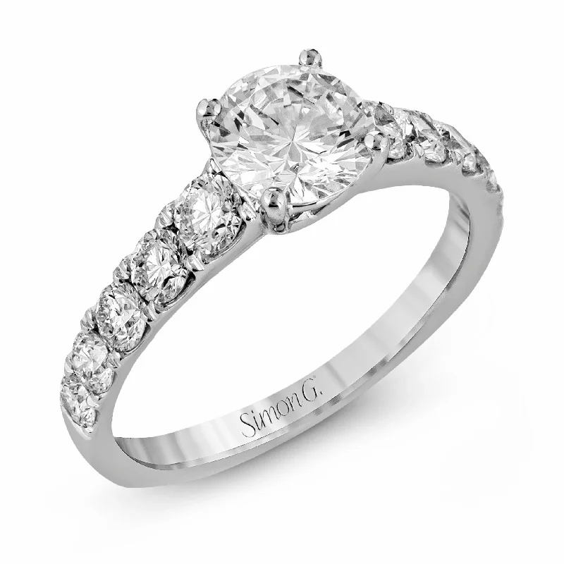 Cushion - Cut Halo Engagement Rings with a Platinum Band and Micro - Pave DetailsRound-Cut Engagement Ring In 18k Gold With Diamonds