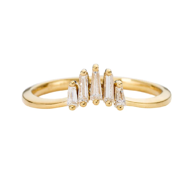 Moissanite - Set Wedding Bands in Yellow Gold for a Sparkling and Ethical Alternative to DiamondsNesting Wedding Ring with Baguette Diamonds - S