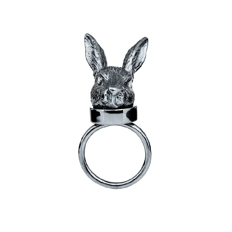 Topaz Gemstone Rings in 10K Gold with a Channel - Set Design for a Contemporary and Durable OptionThe small Moon Rabbit Silver Ring w. Diamonds