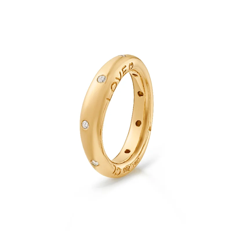 Laser - Etched Floral Design Wedding Bands in Palladium for a Delicate and Intricate LookLove 4 18K Gold Ring w. Diamonds