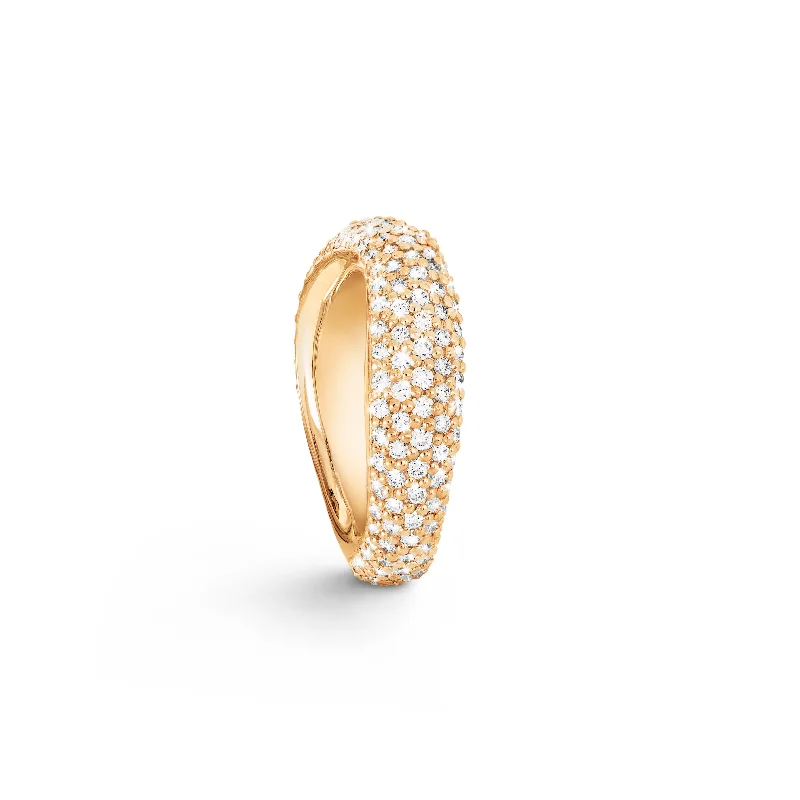 Two - Tone Gold and Silver Wedding Bands with a Twist Design for a Contemporary and Eye - Catching StyleLove 5 Pavé 18K Gold Ring w. Diamonds