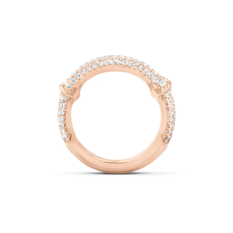 Pearl - and - Diamond - Studded Wedding Bands in White Gold for a Feminine and Elegant TouchNature Half Pavé 18K Rosegold Ring w. Diamonds