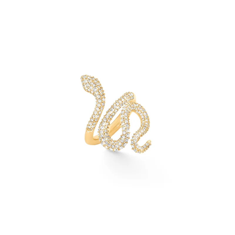 Tourmaline Gemstone Rings in 18K Two - Tone Gold with a Floral - Shaped Setting for a Feminine TouchMedium Snakes Pavé 18K Gold Ring w. Diamonds