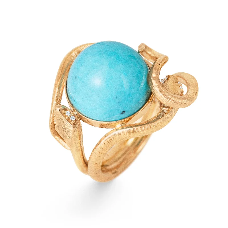 Jasper Gemstone Rings in 18K Gold Vermeil with a Matte Finish for a Subtle and Elegant LookSnakes 18K Gold Ring w. Turquoise & Diamonds