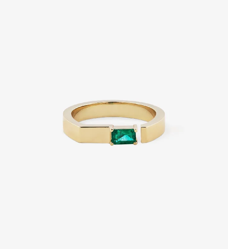 Peridot Gemstone Rings in 14K Gold - Filled Metal with a Pave - Set Band for a Sparkling LookEmerald Split Bar Ring 0.28