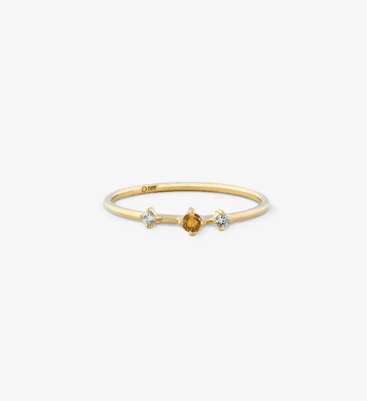 Citrine Gemstone Rings in Stainless Steel with a Stackable Design for a Trendy Everyday WearTrio Yellow Diamond Ring 0.09