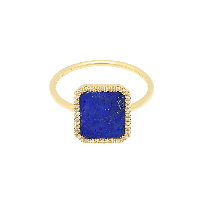 Peridot Gemstone Rings in 14K Gold - Filled Metal with a Pave - Set Band for a Sparkling LookBague Semi Precious 18K Gold Ring w. Lapis & Diamonds