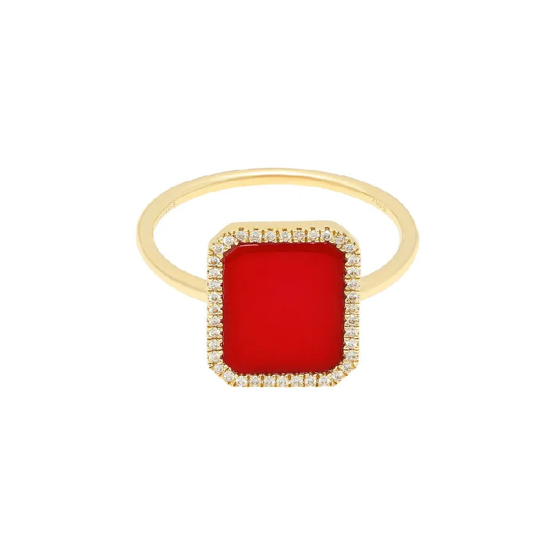 Tourmaline Gemstone Rings in 18K Two - Tone Gold with a Floral - Shaped Setting for a Feminine TouchBague Semi Precious 18K Gold Ring w. Coral & Diamonds