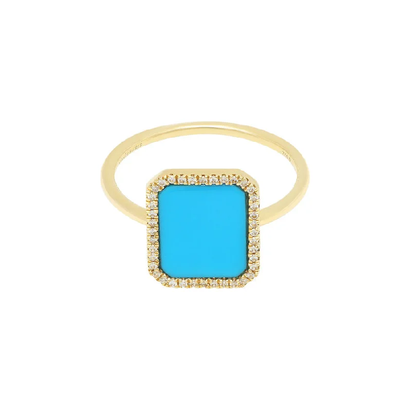 Citrine Gemstone Rings in Stainless Steel with a Stackable Design for a Trendy Everyday WearBague Semi Precious 18K Gold Ring w. Turquoise & Diamonds