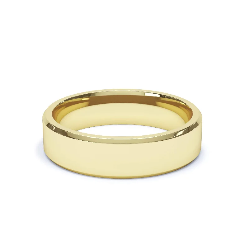 Two - Tone Gold and Silver Wedding Bands with a Twist Design for a Contemporary and Eye - Catching Style- Bevelled Edge Profile Wedding Ring 18k Yellow Gold