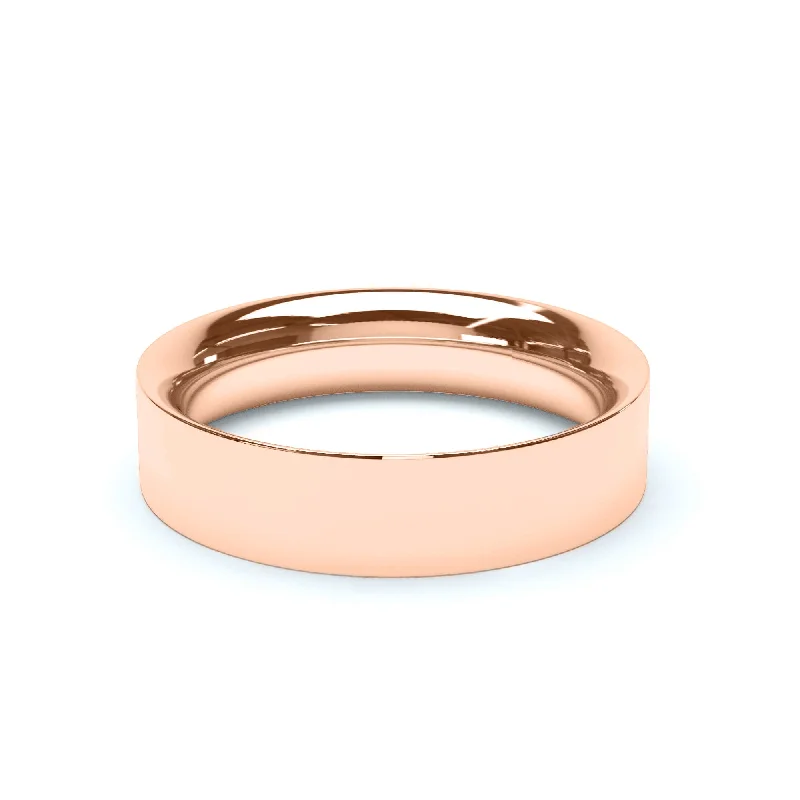 Men's Tungsten Carbide Wedding Bands with a Matte Finish and Grooved Details for a Modern and Durable Option- Flat Court Profile Wedding Ring 9k Rose Gold