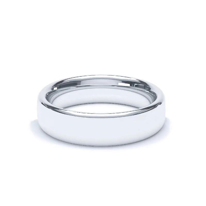 Laser - Etched Floral Design Wedding Bands in Palladium for a Delicate and Intricate Look- Oval Profile Wedding Ring 9k White Gold