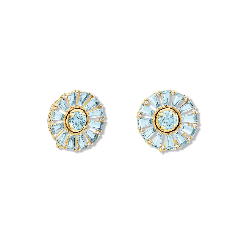 Cathedral - Style Engagement Rings with a Raised Center Stone and Intricate MetalworkRoi Soleil Earring Halos Yellow Gold - Blue Topaz & Diamond