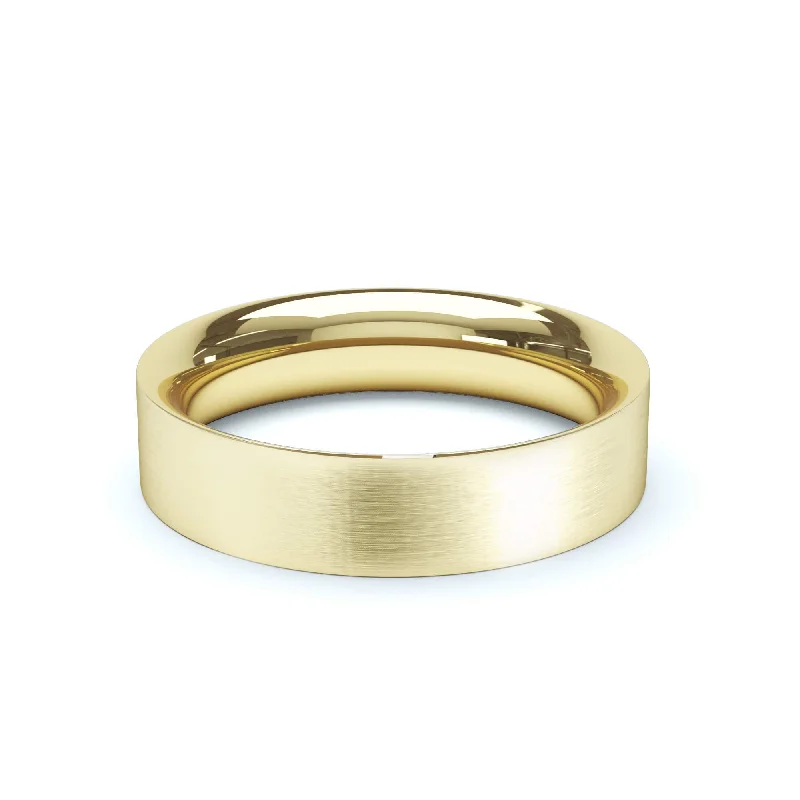 Laser - Etched Floral Design Wedding Bands in Palladium for a Delicate and Intricate Look- Flat Court Profile Satin Polish Wedding Ring 9k Yellow Gold