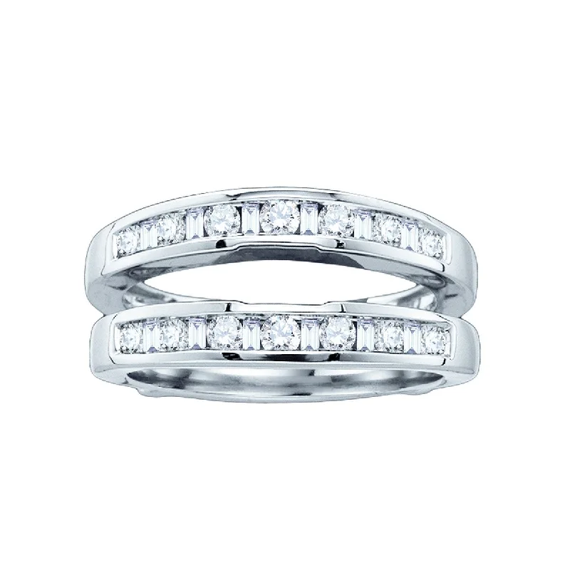 Custom - Engraved Titanium Wedding Bands with Personalized Messages for a One - of - a - Kind and Sentimental PieceSignature 3/4 CTW Diamond Ring Guard in 14KT White Gold