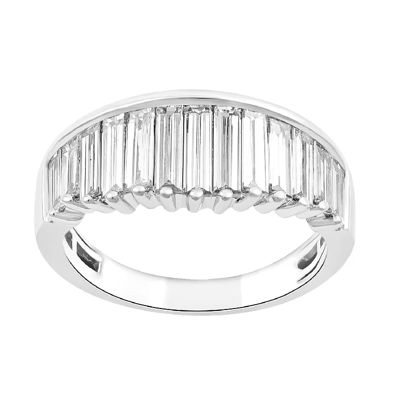 Art Deco - Inspired Wedding Bands with Geometric Patterns in Platinum for a Retro and Glamorous StyleSignature EcoLove 1-3/4 CTW Diamond Anniversary Ring in 14KT White Gold