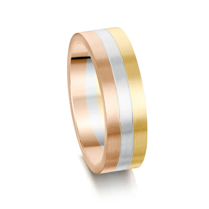 Hammered - Finish Copper Wedding Bands for a Rustic and Handmade - Look AppealSintered 6mm Wedding Ring in 9ct Rose, White & Yellow Gold