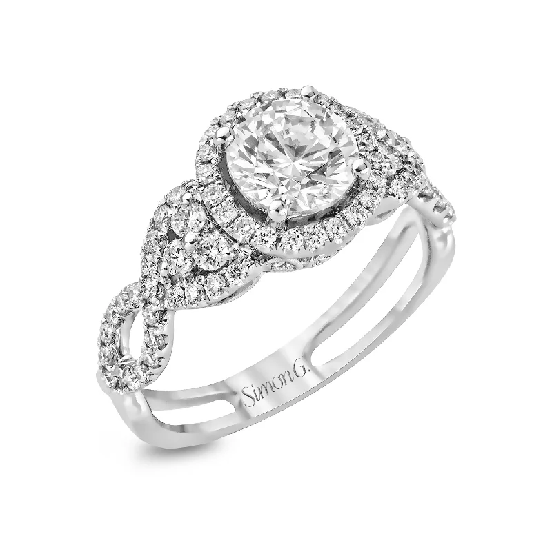 Marquise Cut Engagement Rings with a Channel - Set Diamond BandRound-cut Halo Engagement Ring in 18k Gold with Diamonds