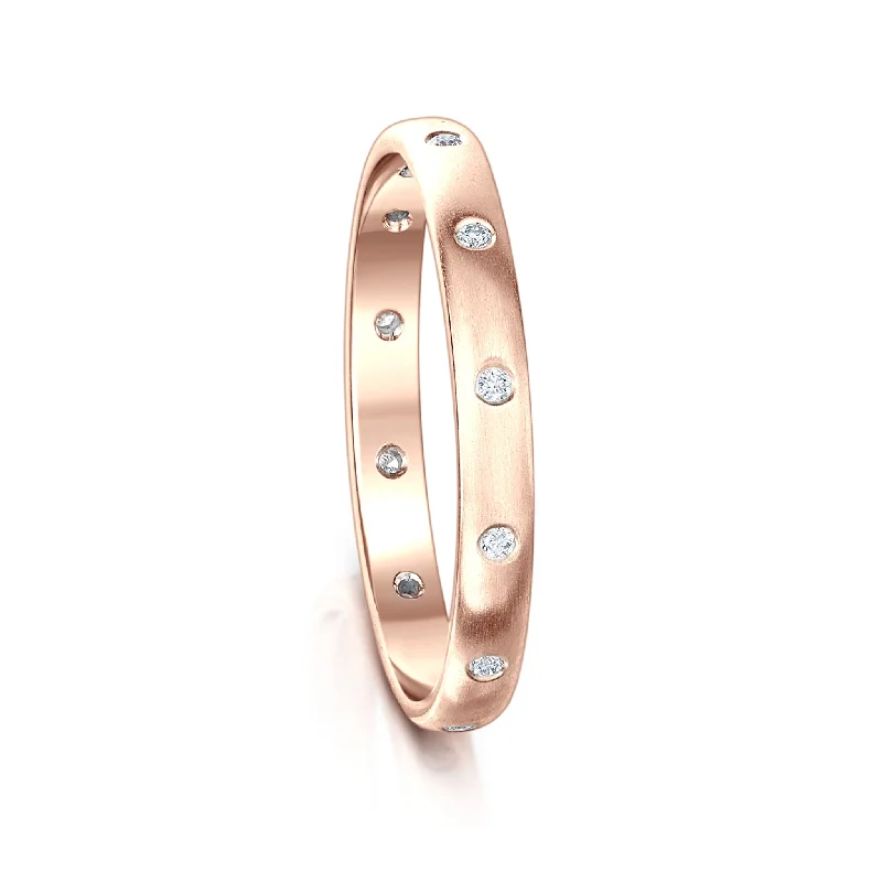 Infinity - Symbol Wedding Bands in Rose Gold with Small Diamonds for a Romantic and Symbolic GestureTraditional 12-diamond 3mm Wedding Ring in 9ct Rose Gold