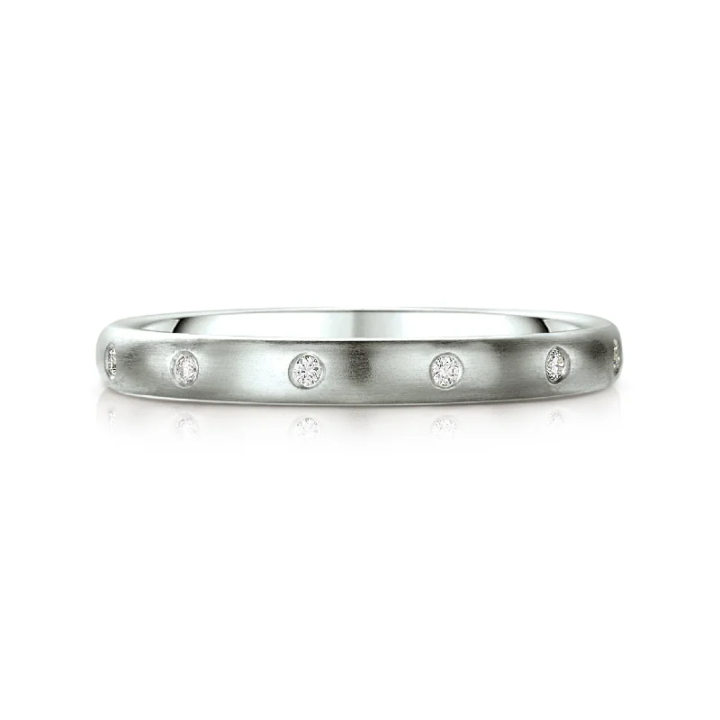 Laser - Etched Floral Design Wedding Bands in Palladium for a Delicate and Intricate LookTraditional 12-diamond 3mm Wedding Ring in Platinum