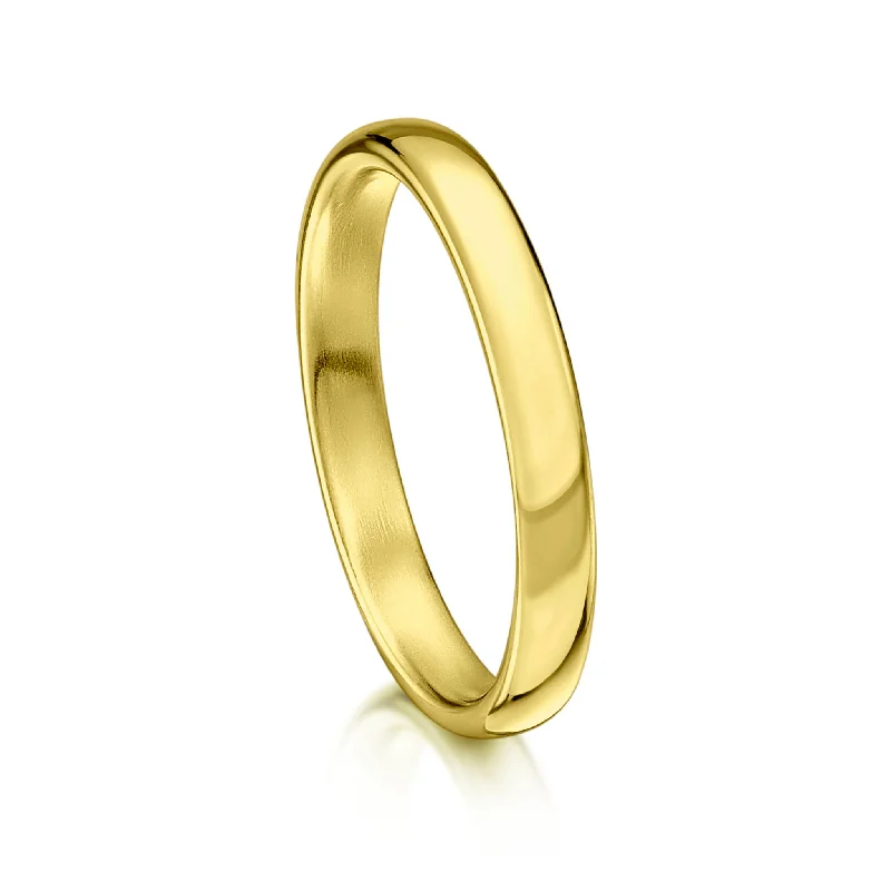 Two - Tone Gold and Silver Wedding Bands with a Twist Design for a Contemporary and Eye - Catching StyleTraditional 2.5mm Wedding Ring in 18ct Yellow Gold