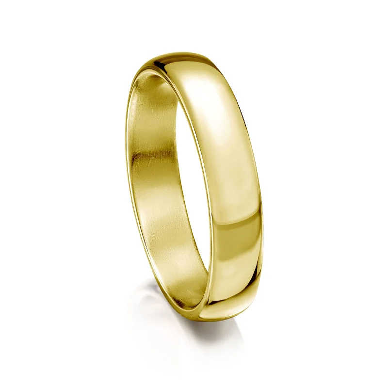 Adjustable - Fit Wedding Bands in Gold - Plated Metal for a Comfortable and Custom - Fitting OptionTraditional 4mm Wedding Ring in 18ct Yellow Gold