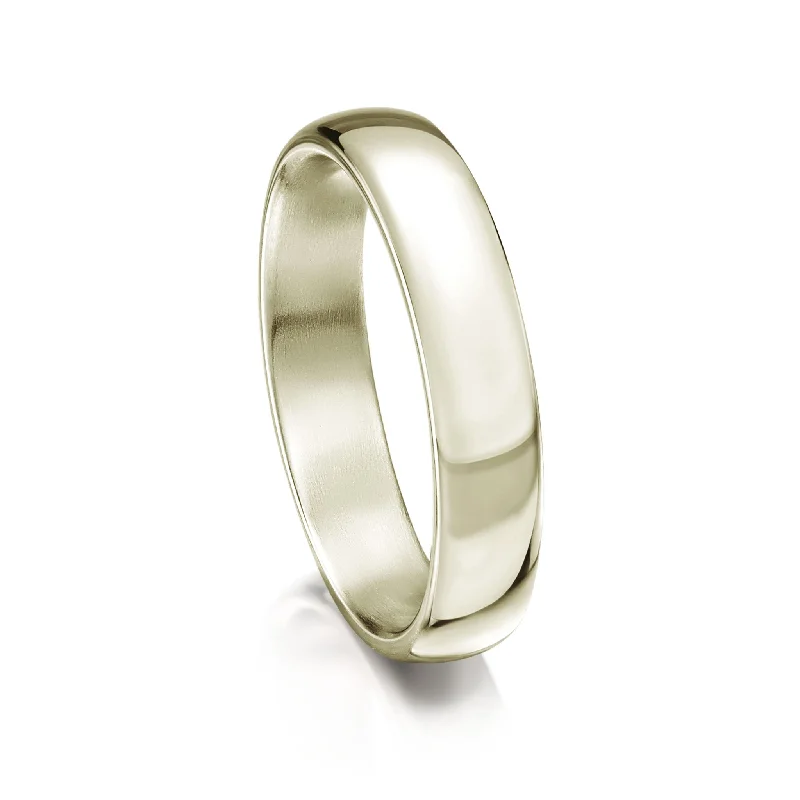 Stackable Wedding Bands in Sterling Silver with Enamel Inlays for a Colorful and Versatile OptionTraditional 4mm Wedding Ring in 9ct White Gold