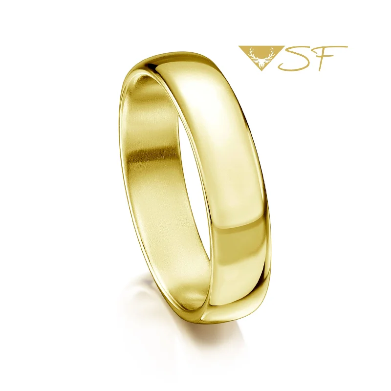 Custom - Engraved Titanium Wedding Bands with Personalized Messages for a One - of - a - Kind and Sentimental PieceTraditional 5mm Wedding Ring in 18ct Yellow Scottish Gold