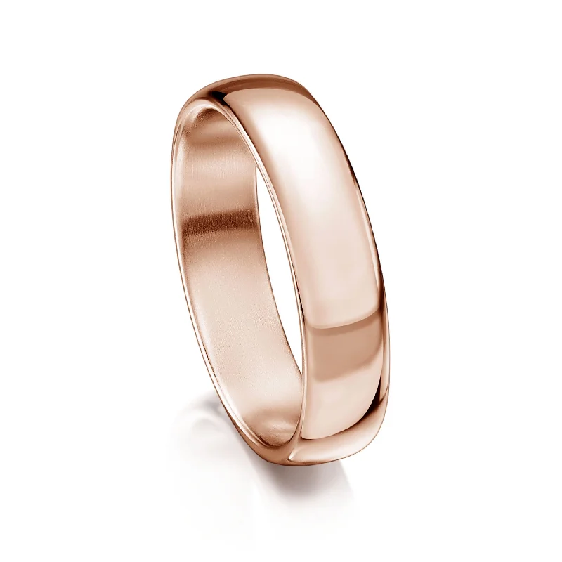 Hammered - Finish Copper Wedding Bands for a Rustic and Handmade - Look AppealTraditional 5mm Wedding Ring in 9ct Rose Gold