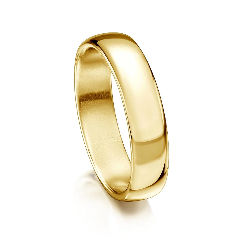 Matte - Black Ceramic Wedding Bands with a Polished Edge for a Sleek and Modern AppearanceTraditional 5mm Wedding Ring in 9ct Yellow Gold