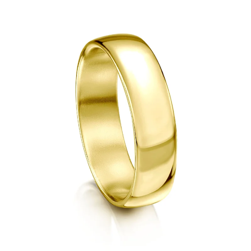 Matte - Black Ceramic Wedding Bands with a Polished Edge for a Sleek and Modern AppearanceTraditional 6mm Wedding Ring in 18ct Yellow Gold