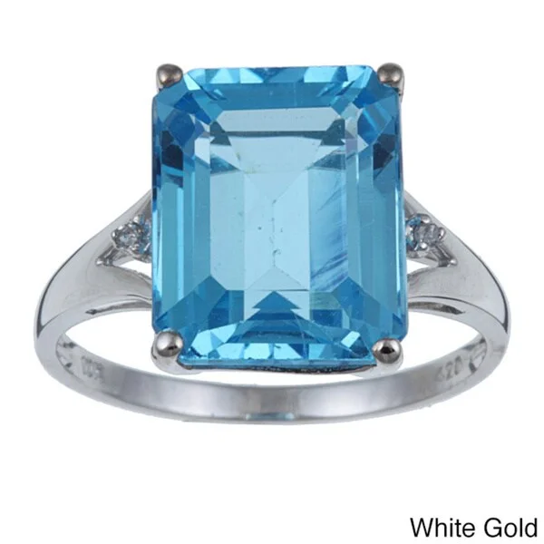 Topaz Gemstone Rings in 10K Gold with a Channel - Set Design for a Contemporary and Durable OptionViducci 10k Gold Blue Topaz and 1/10ct TDW Diamond Ring (G-H,I1-I2)