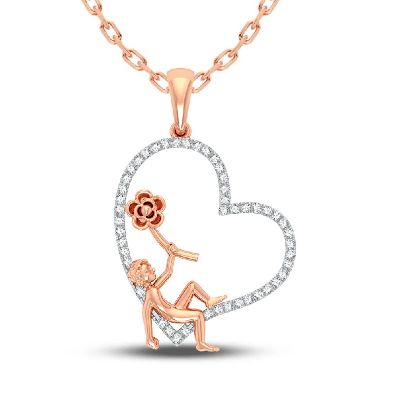 Heart - Shaped Garnet Pendant Necklace with a Pearl - Accented Chain for a Romantic Valentine's Day10K 0.20CT DIAMOND PENDANT