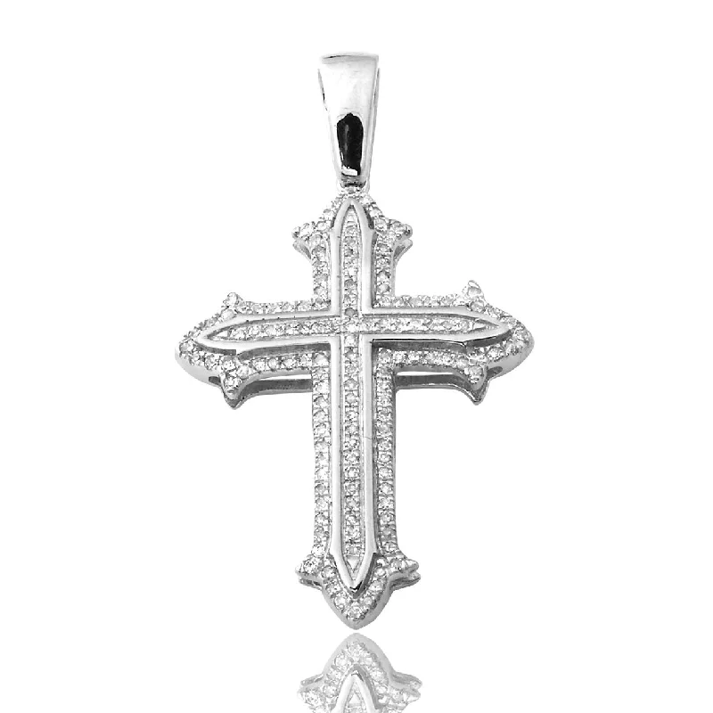 Custom - Engraved Initial Pendant Necklace in Sterling Silver for Mother's Day Gift10KW 0.30CTW DIAMOND CROSS PENDANT