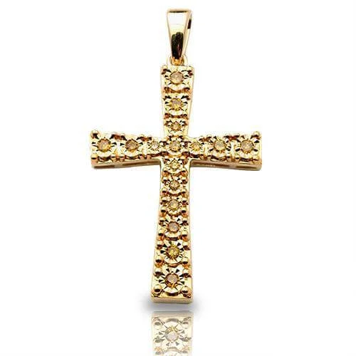 Custom - Engraved Initial Pendant Necklace in Sterling Silver for Mother's Day Gift10KY 0.20CTW ILLUSION YELLOW DIAMOND CROSS PENDANT