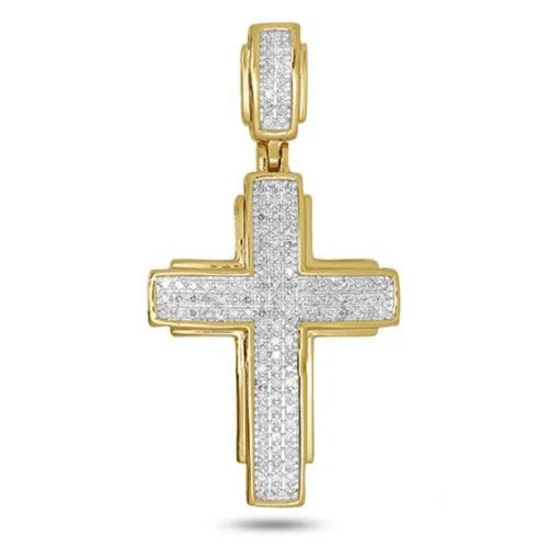 Antique - Inspired Filigree - Worked Cross Pendant Necklace for Religious Ceremonies10KY 0.25CTW DIAMOND CROSS PENDANT