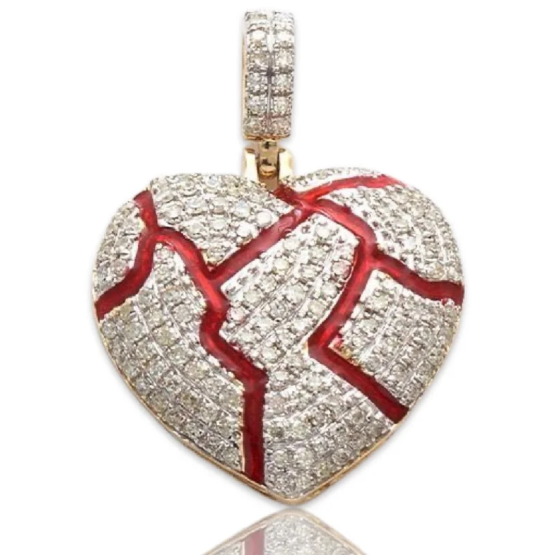 Magnetic - Closure Pendant Necklace with a Hidden Compartment for Secret Keepers10KY 0.50CTW DIAMOND BROKEN HEART PENDANT - RED EN