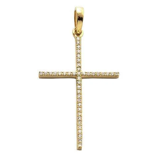 Antique - Inspired Filigree - Worked Cross Pendant Necklace for Religious Ceremonies14KY 0.15CTW DIAMOND THIN CROSS PENDANT