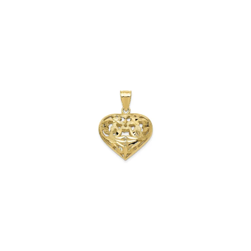 Military - Inspired Dog Tag Pendant with Engraved Service Numbers3-D Fancy Heart Pendant (14K)