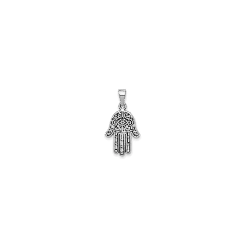 Tassel - Trimmed Amethyst Pendant Necklace for Festival - GoersAntiqued Hamsa Pendant (Silver)