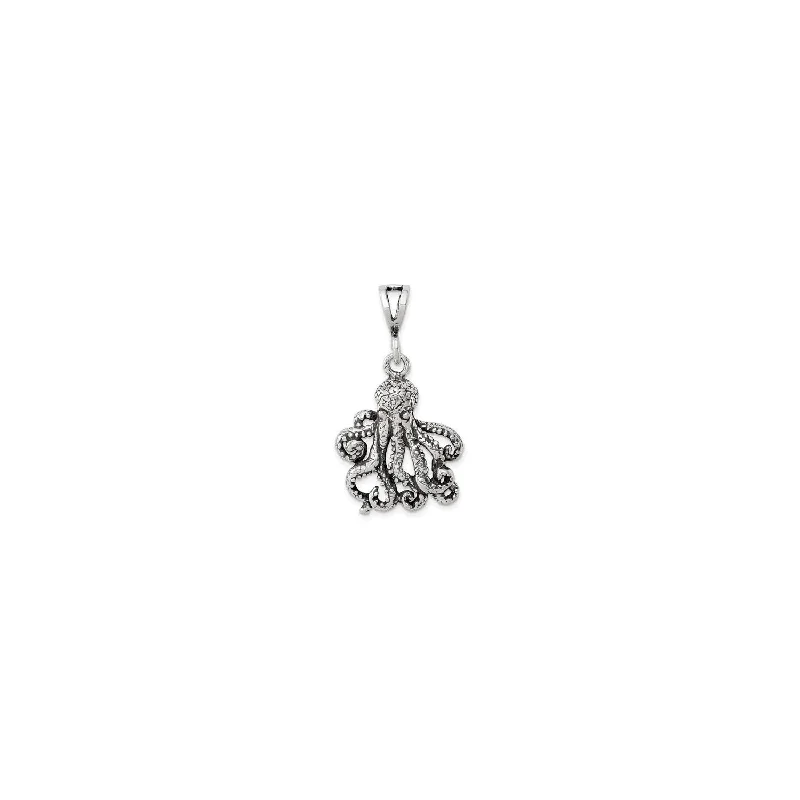 Pave - Set Cubic Zirconia Crown Pendant Necklace for Little Princess - Themed Birthday PartiesAntiqued Octopus Pendant (Silver)