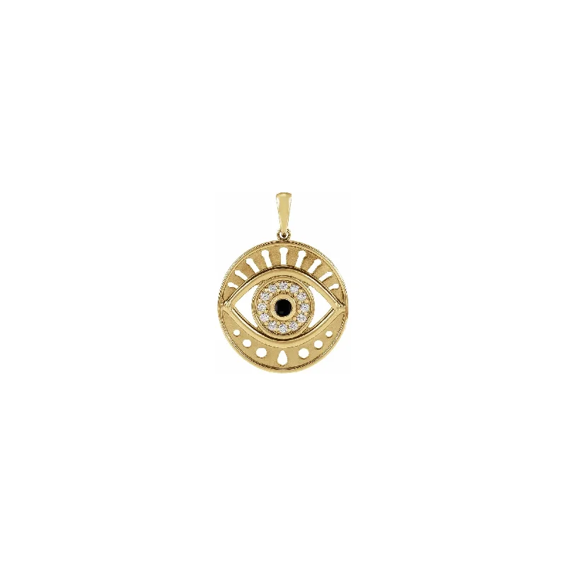 Zodiac Sign Pendant Necklace in Rose Gold for Astrology EnthusiastsBlack Onyx and Diamonds Evil Eye Round Pendant