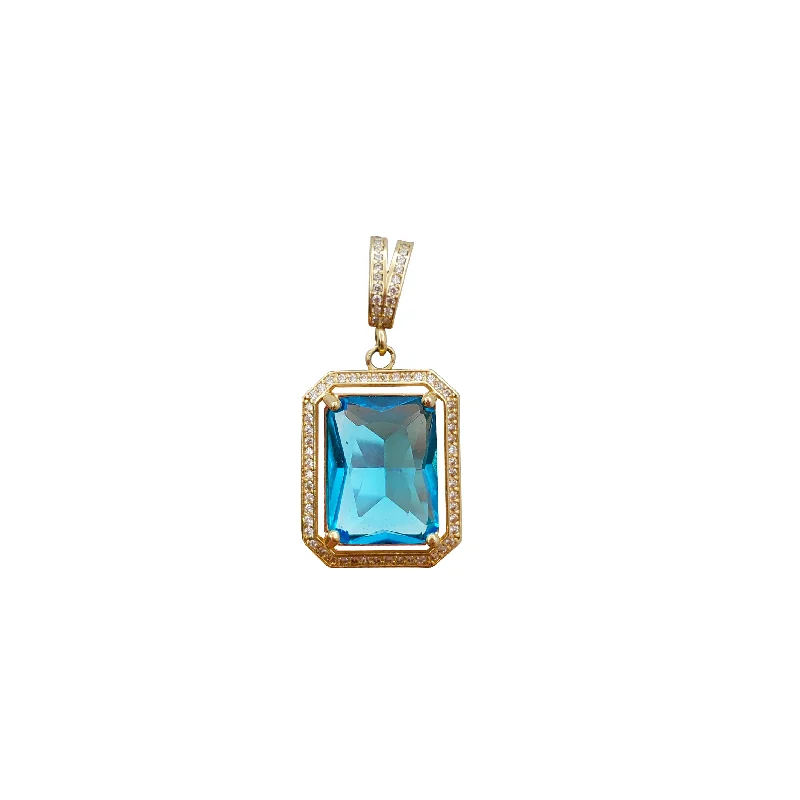 Adjustable - Chain Cubic Zirconia Solitaire Pendant for a Sparkling GiftBlue Cubic Zirconia Square Pendant (14K)