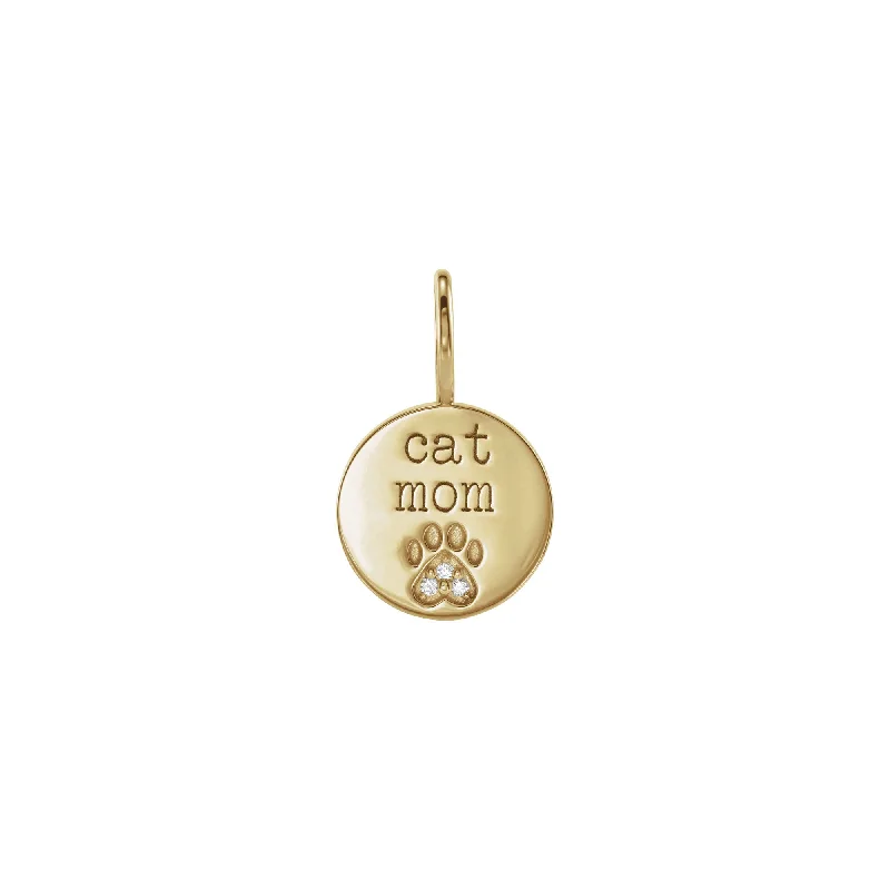 Statement - Making Large - Gemstone - Studded Geometric Pendant Necklace for Evening Parties'Cat Mom' Engraved Disc Pendant