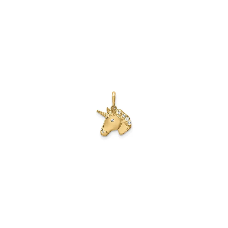 Rhinestone - Encrusted Crown Pendant for Little Girls' Dress - UpDazzling Unicorn Head Pendant (14K)