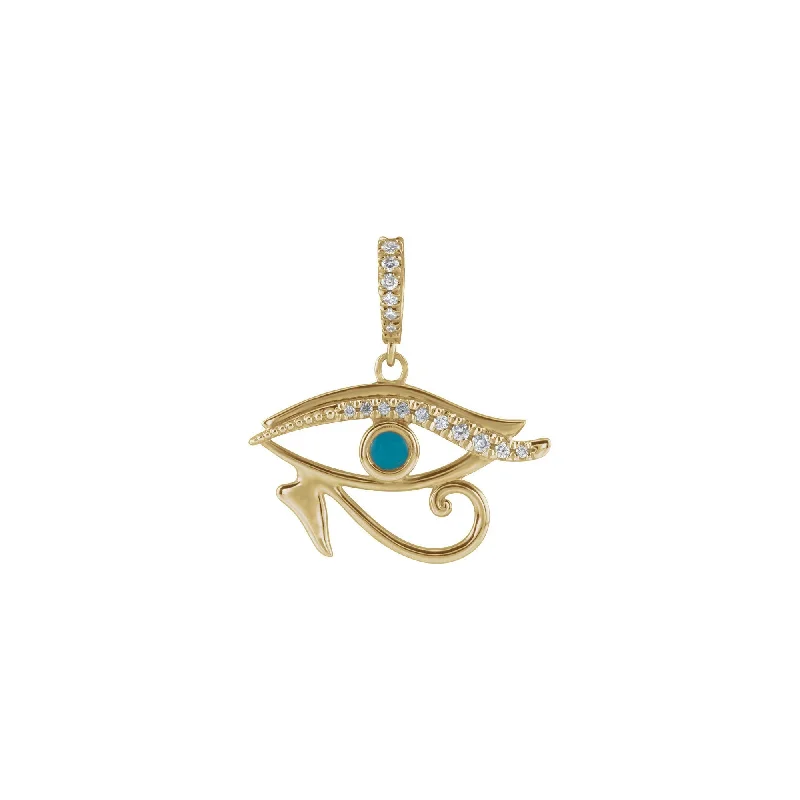 Custom - Engraved Initial Pendant Necklace in Sterling Silver for Mother's Day GiftDiamond and Turquoise Eye of Horus Pendant