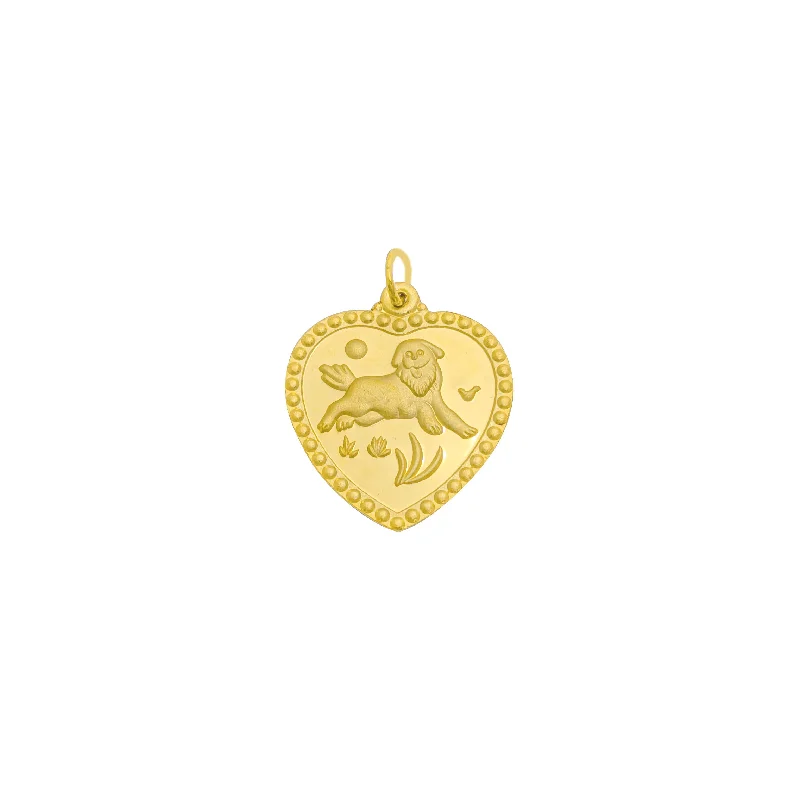 Pave - Set Cubic Zirconia Crown Pendant Necklace for Little Princess - Themed Birthday Parties[幸福] Dog (狗) Zodiac Sign Good Luck & Happiness Heart Pendant (24K)